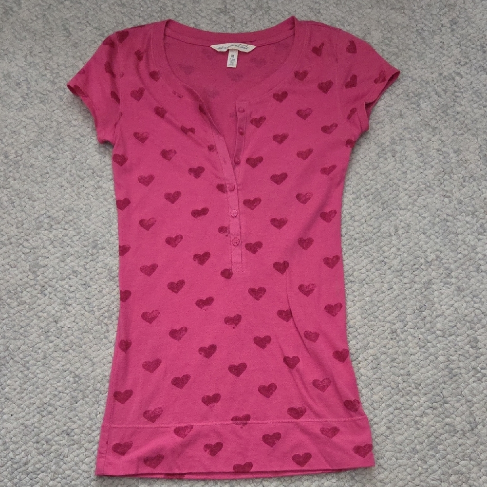 Aeropostale Magenta Top with Heart Accents